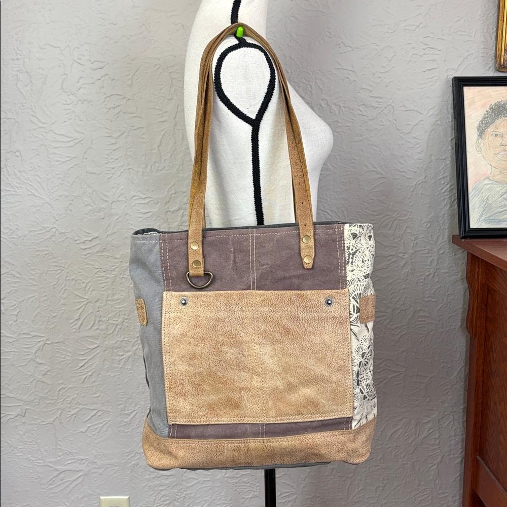 Myra Bag Side Floral Print Canvas Tote Bag